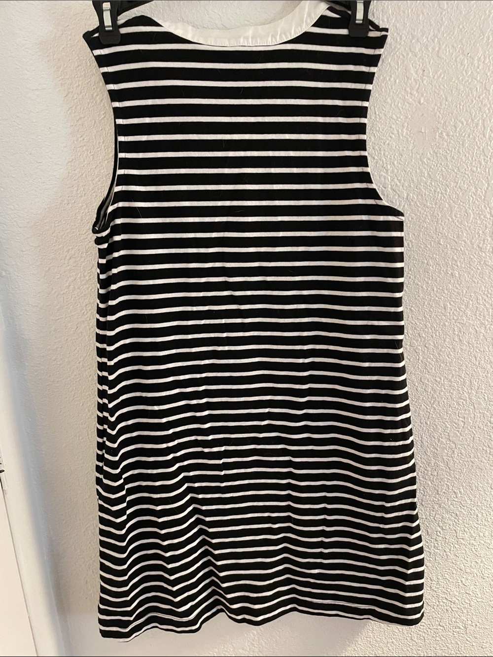 Black & White Striped Satin-Trim Gold Button Dress - Picture 3 of 3